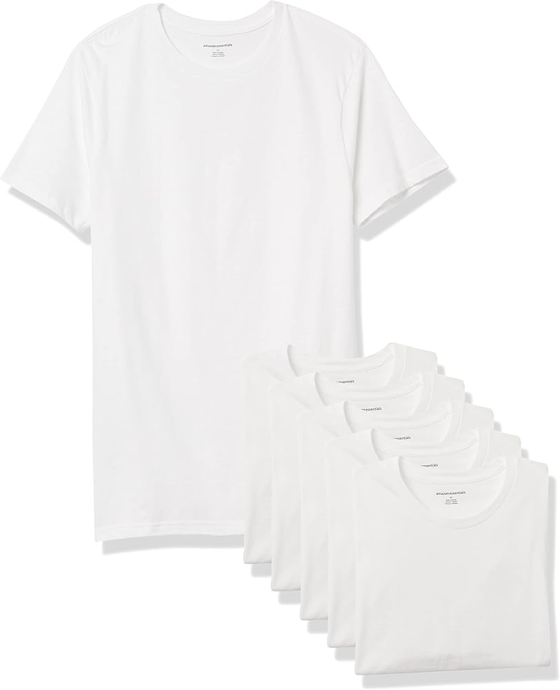 Amazon Essentials Men's Crewneck Undershirt, Pack of 6