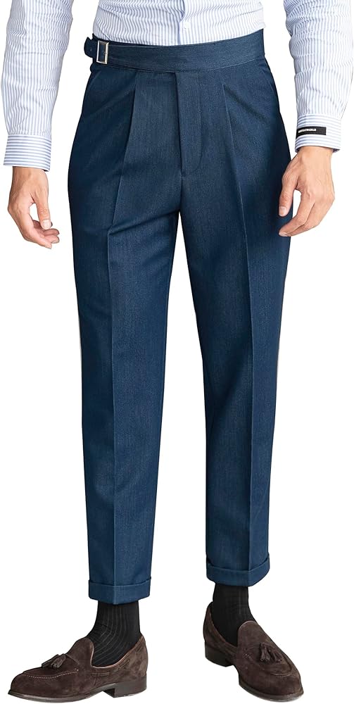 Men's Gurkha Naples Italian Style Pants Wrinkle Resistant Fabric No Belt Needed