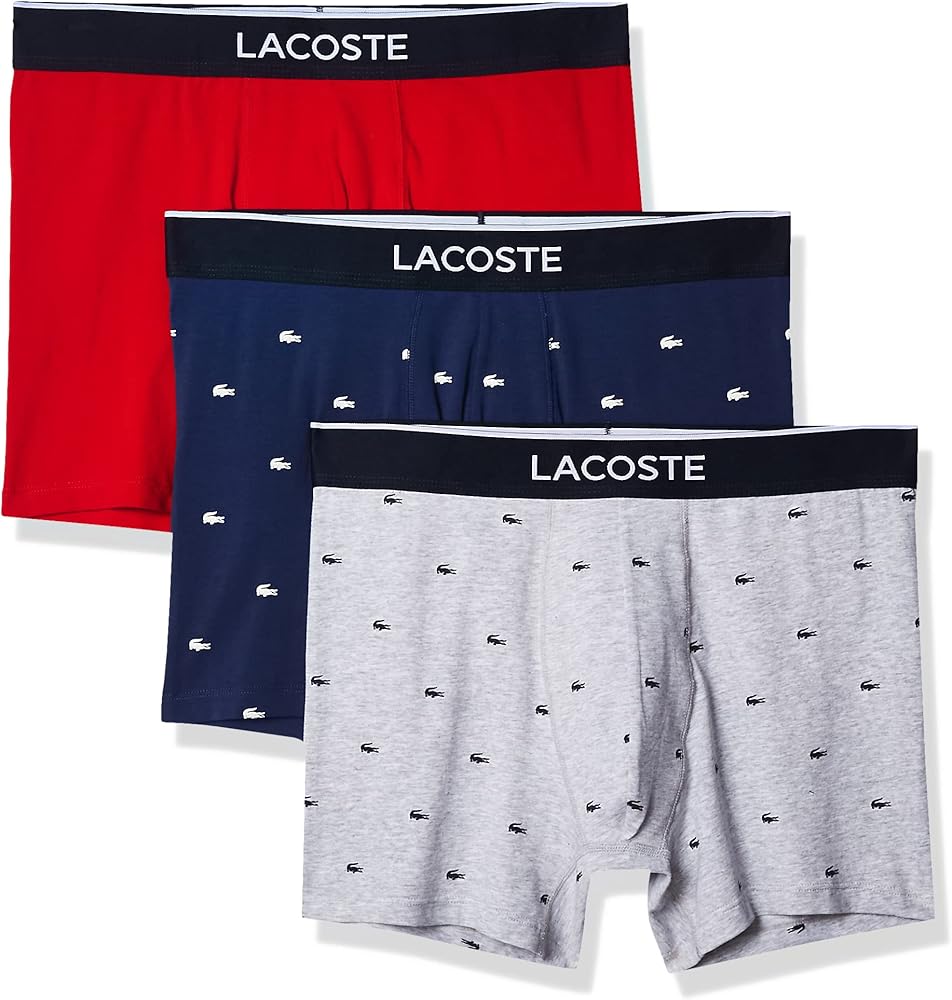 Lacoste Men's Essential 3 Pack Allover Croc Boxer Briefs