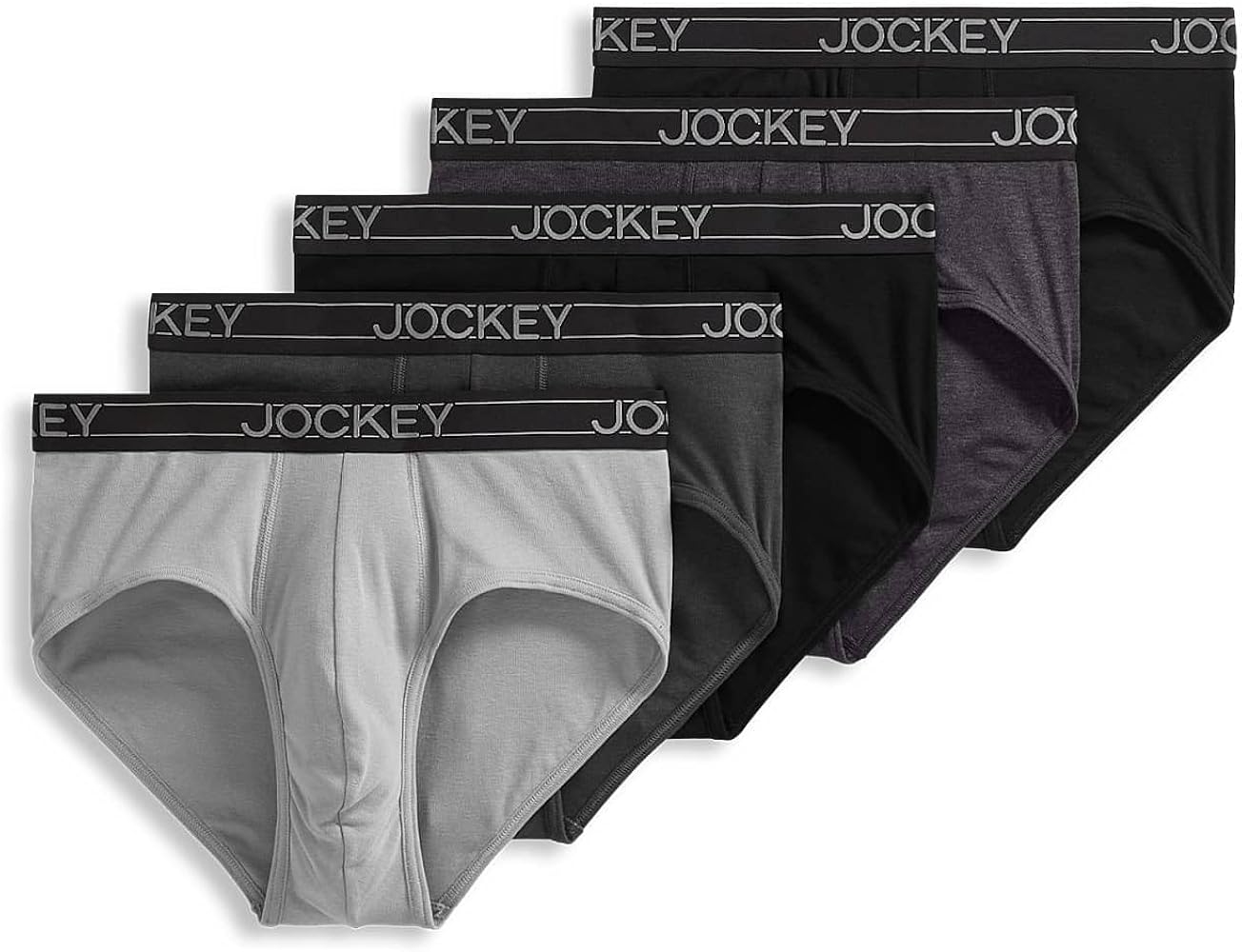 Jockey Men's Underwear Lightweight Cotton Blend Brief - 5 Pack