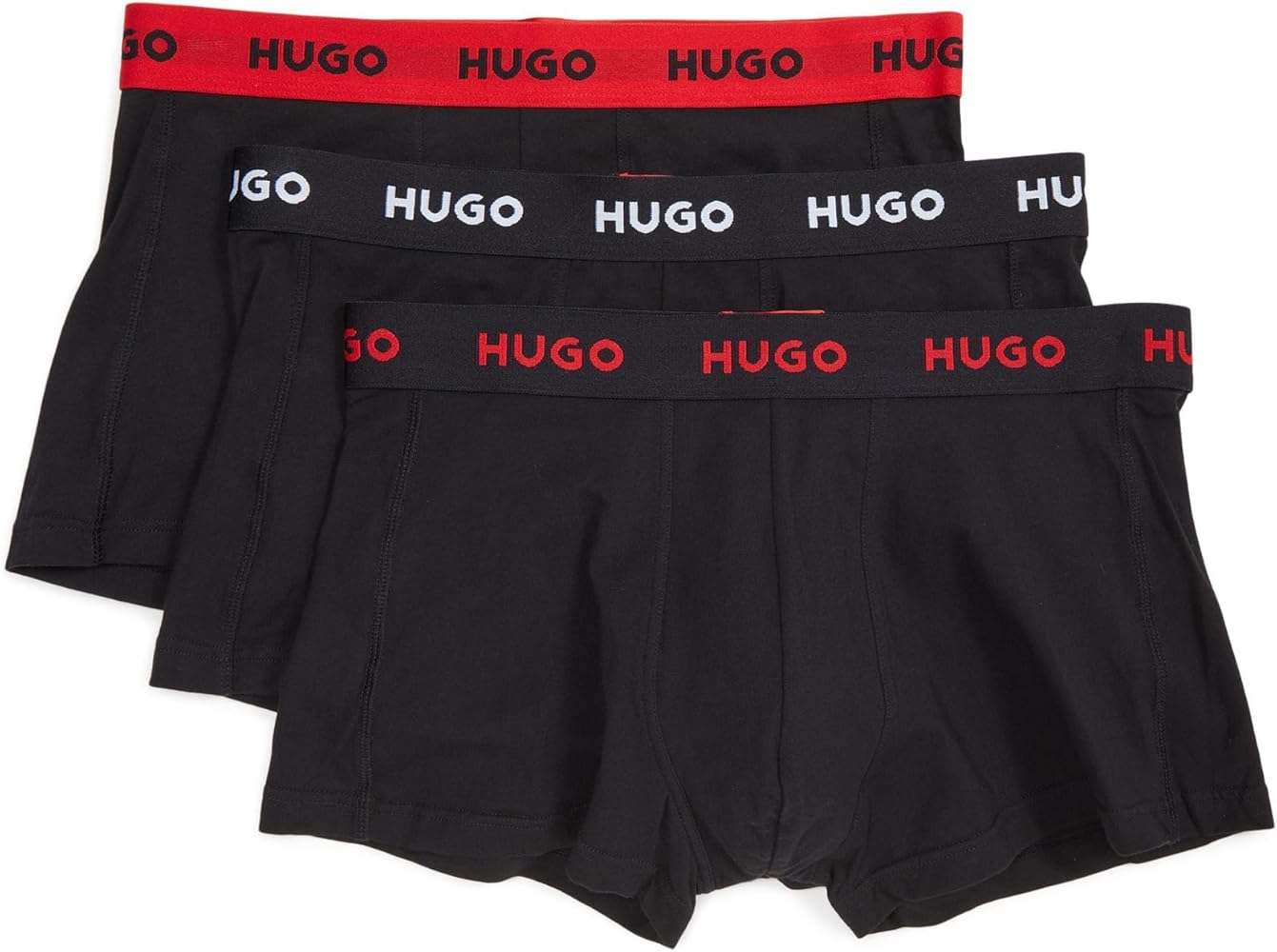 HUGO Men's 3 Pack Bold Logo Cotton Stretch Trunks