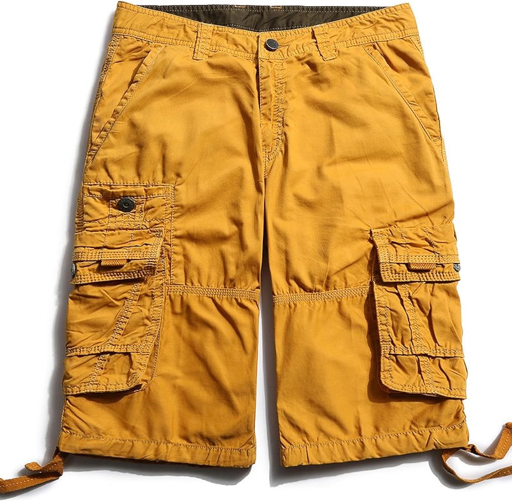 OCHENTA Men's Leisure Multi Pockets Cargo Shorts