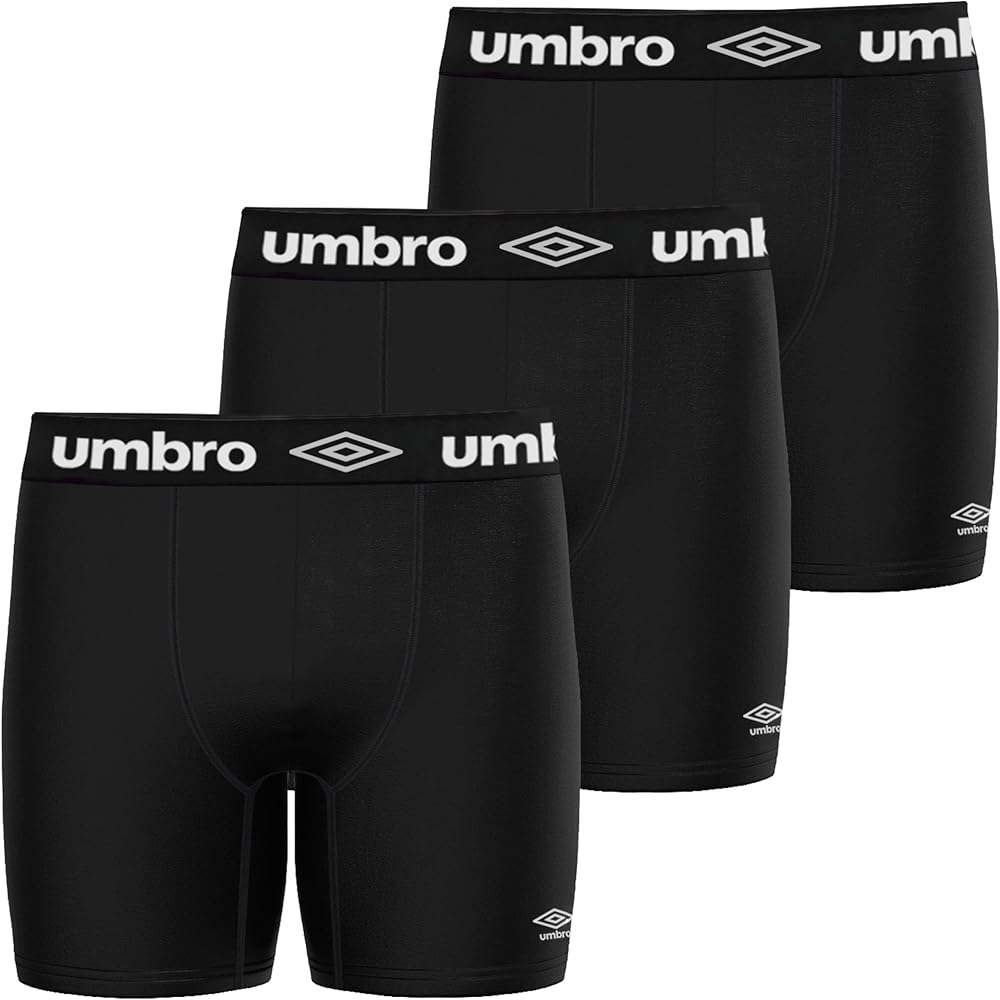 Umbro Cotton Men’s Boxer Brief – 3 Pc Pack, Men’s Underwear Boxer Briefs, Soft & Comfortable Waistband, Anti-Chafing (US, Alpha, Medium, Regular, Regular, Black)