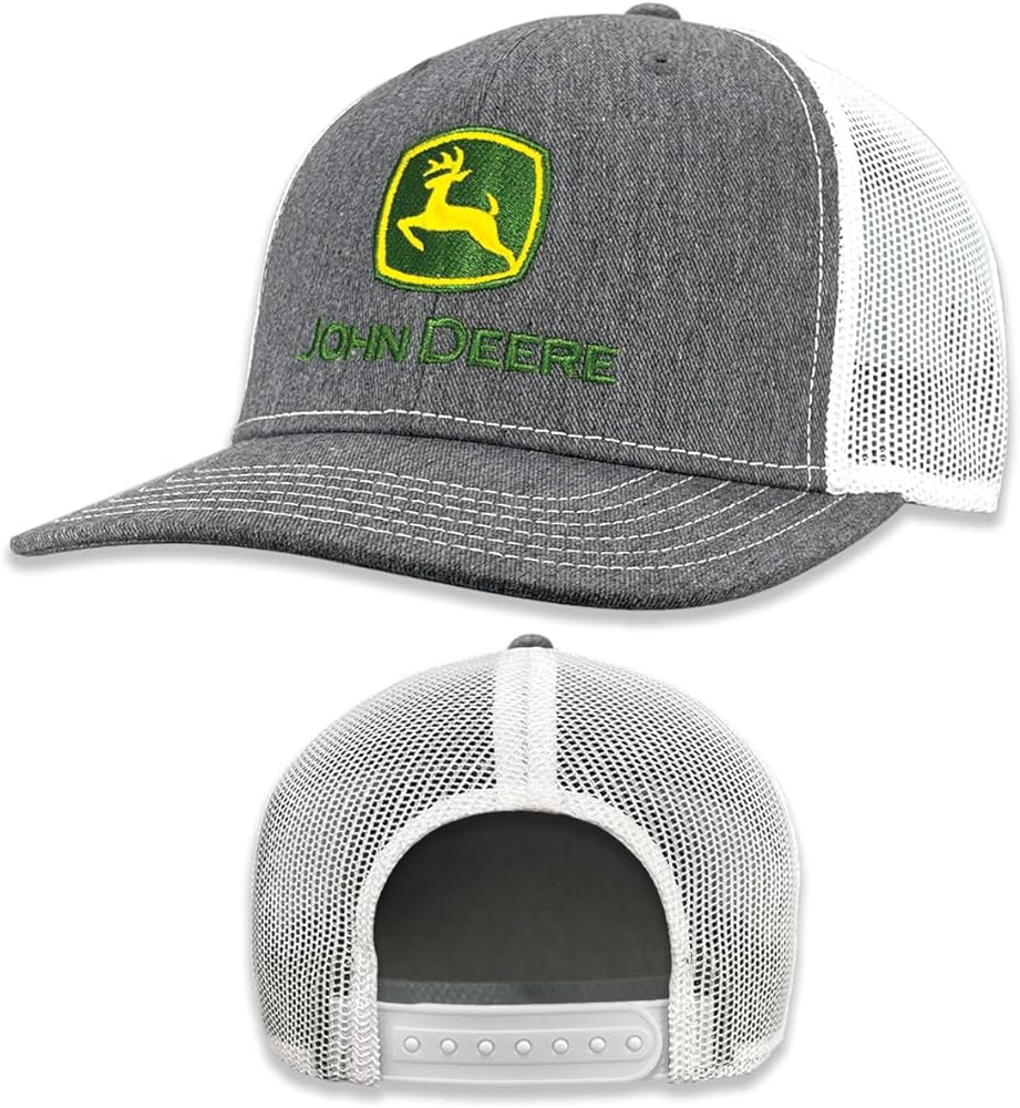 John Deere Baseball Cap Trucker Hat Current Baseball Cap Trucker Hat Trademark Embroidery Ywgr Heather Gray/White