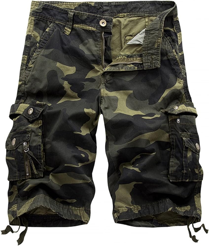 Men's Cargo Shorts Casual Loose Fit Multi-Pocket Outdoor Camo Cargo Short Cotton