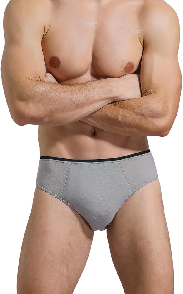 10 Pack Mens Disposable Underwear,100% Cotton Portable Briefs Panties for Travel/Fitness/Spa/Emergencies,Grey