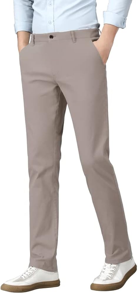 Men’s Khaki Slim Fit Pants Stretch Casual Chino Pants for Men Tapered Pants