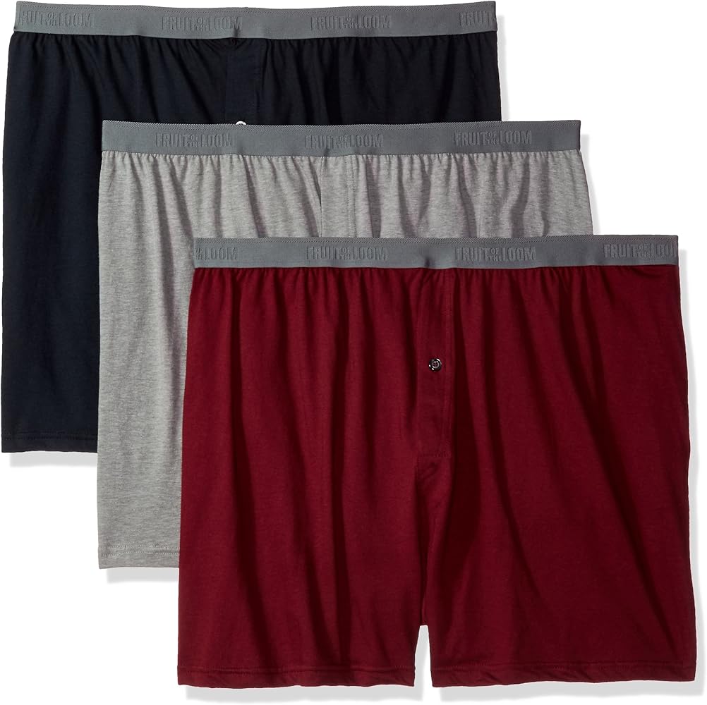 Fruit of the Loom Solid Knit Boxers 3-Pack (Colors and patterns may vary)