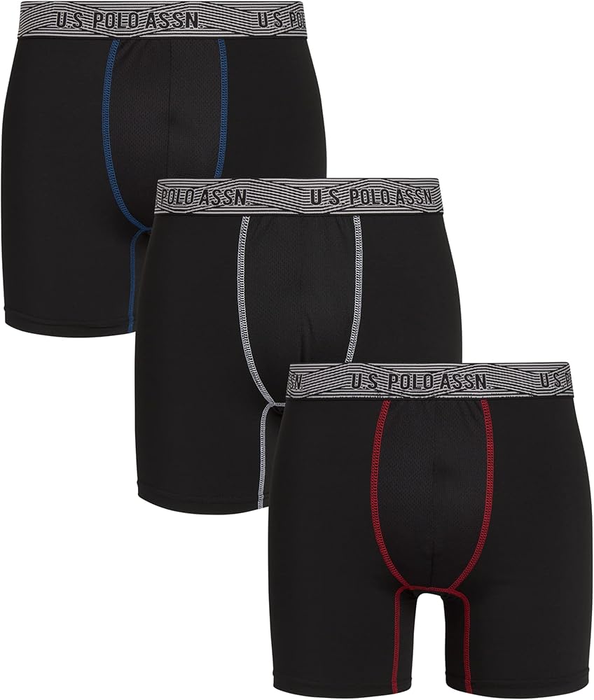 U.S. Polo Assn. Men's Underwear - Performance Boxer Briefs (3 Pack), Size XX-Large, Black