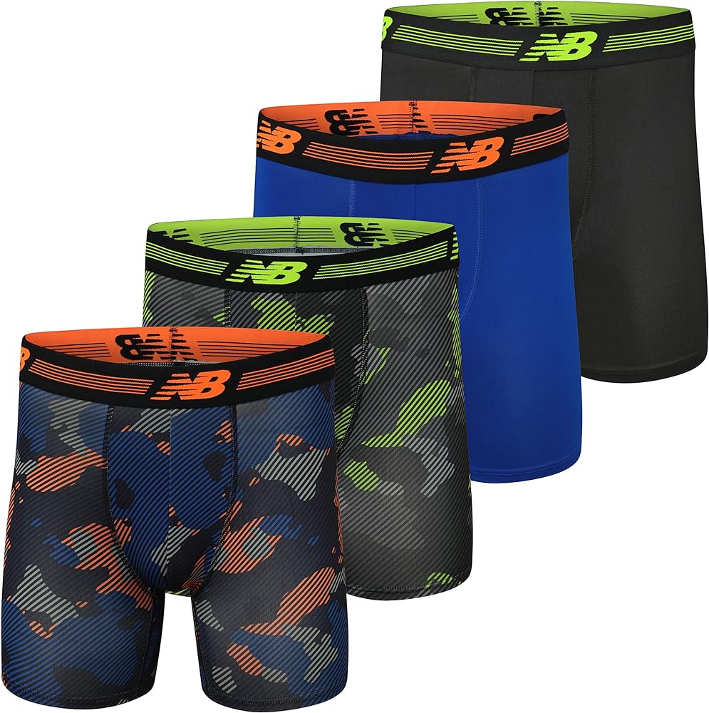 New Balance mens Performance 6" No Fly Boxer Brief (4-pack)