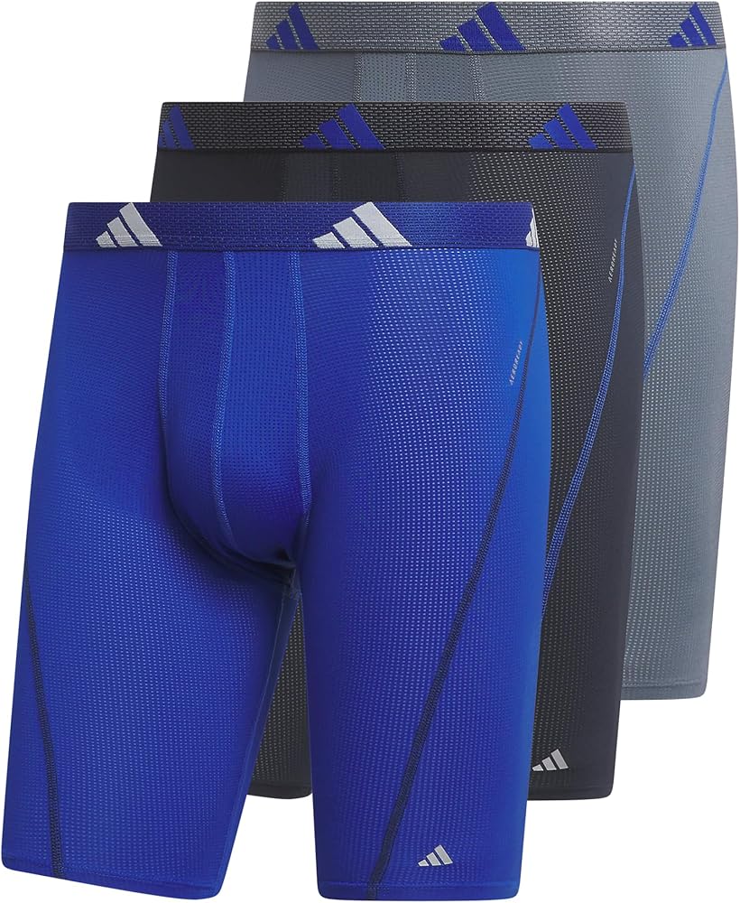 adidas Men's Performance Mesh Long Boxer Brief Underwear (3-Pack) for Active Sport and All Day Comfort