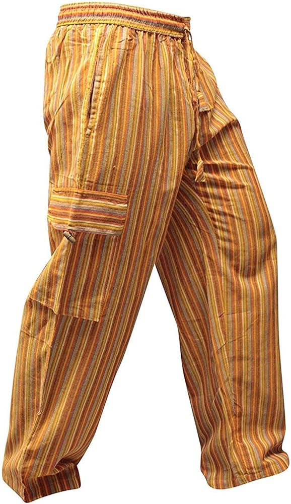 Shopoholic Fashion Mens Light Weight Stripe Hippy Combat Trouser