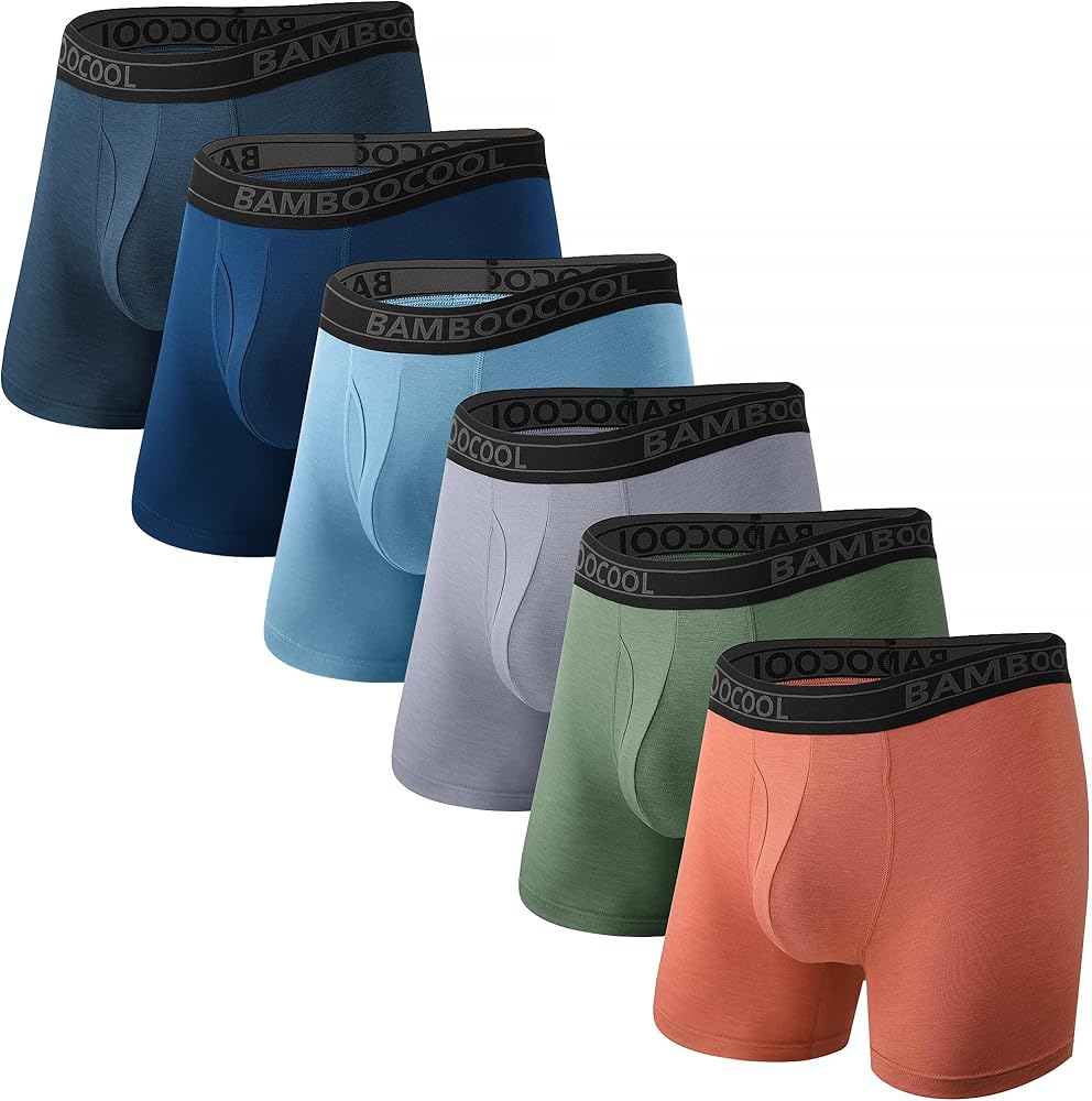 BAMBOO COOL Breathable Men's Underwear Modern Multipack Comfortsoft Moisture-Wicking Boxer Briefs 6 Pack