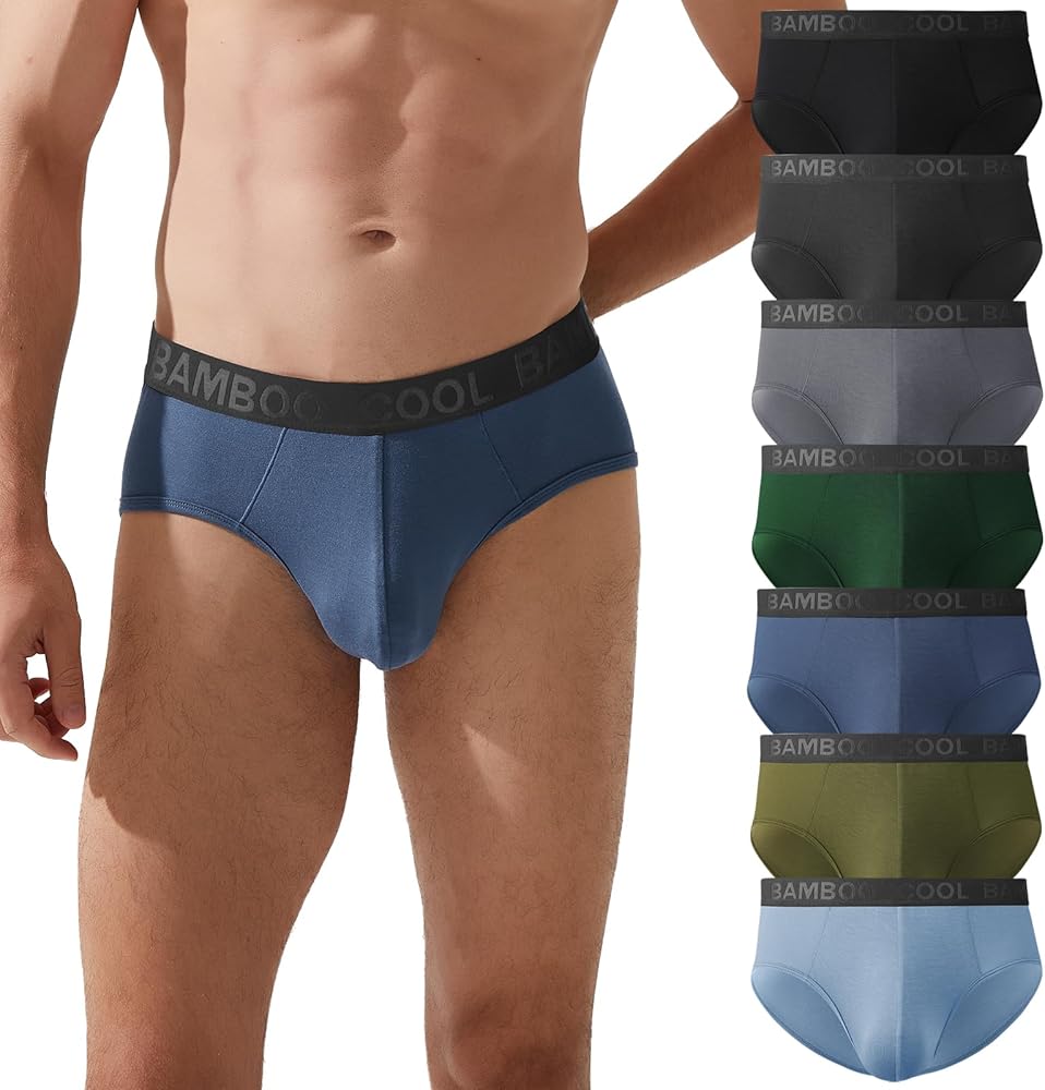 BAMBOO COOL Mens Underwear Briefs Comfortable Tagless Briefs Moisture-Wicking Underwear No Fly Men's Briefs