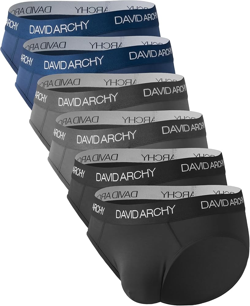 DAVID ARCHY Men's Underwear Moisture Wicking Viscose Briefs for Men, Ball Support Pouch Underwear 6 or 7 Packs