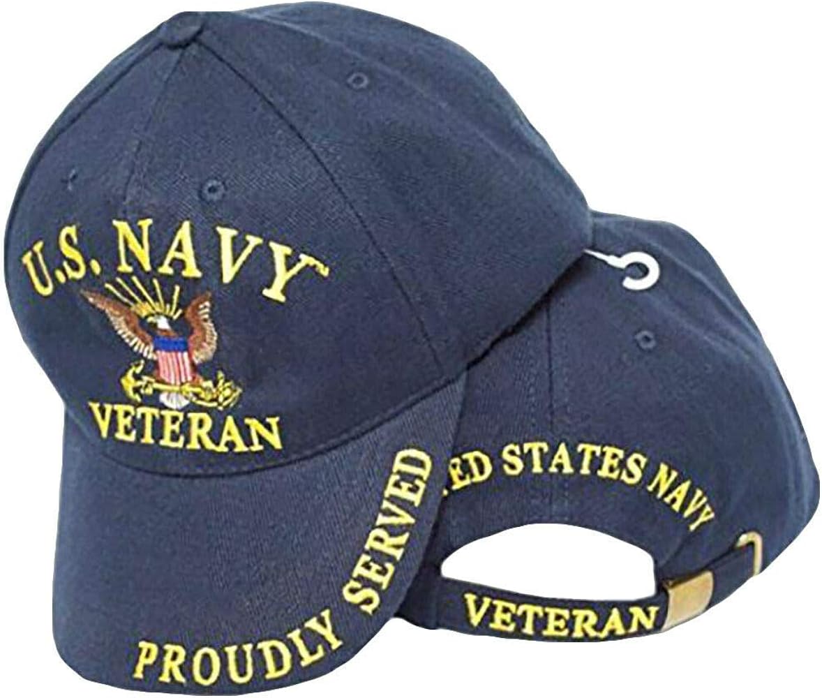 United States Navy Veteran Proudly Served Blue Hat Cap USN