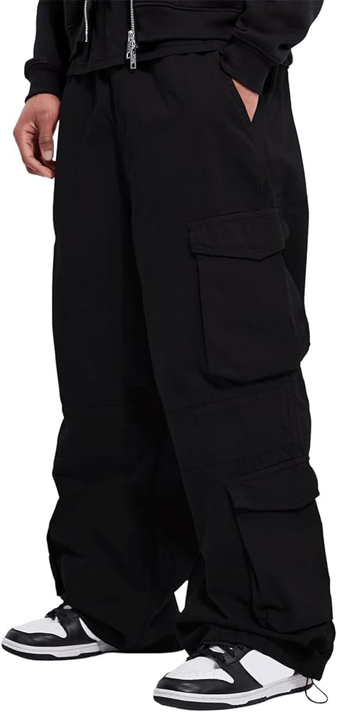 Verdusa Men's Casual Pocket Side Drawstring Waist Loose Joggers Cargo Pants