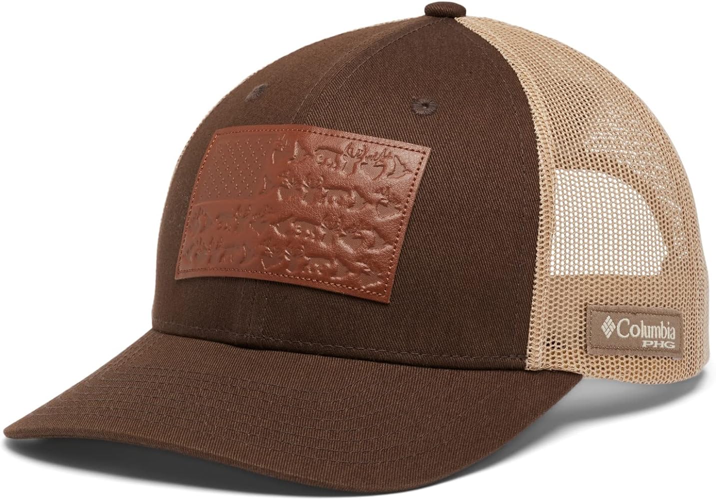 Columbia Phg Leather Game Flag Snap Back