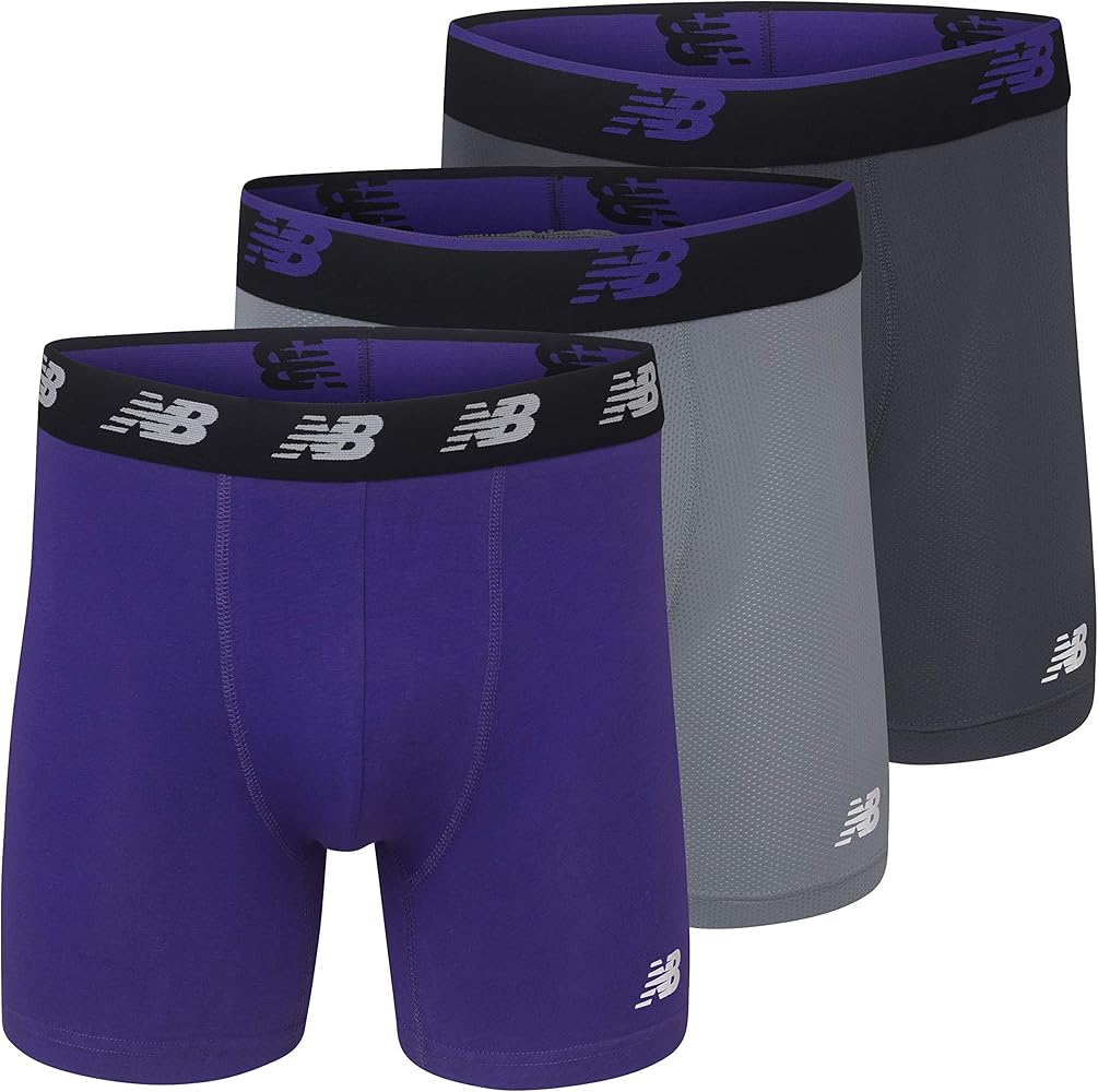 New Balance Men's Mesh 5" No Fly Boxer Brief, Athletic Compression Underwear (3-Pack)