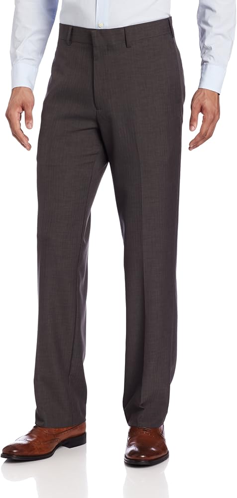 John Henry Men's Flat Front Modern Fit Herringbone Pant