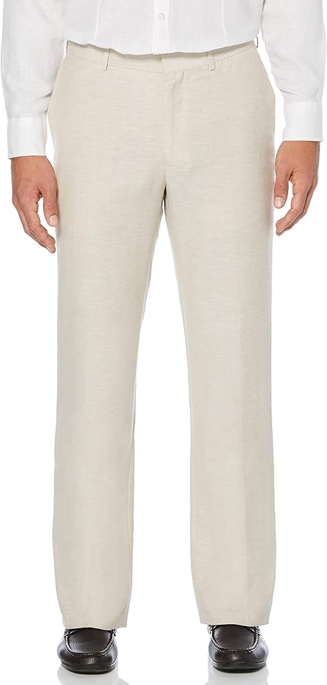 Cubavera Men's Flat Front Linen Blend Dress Pant, Regular Fit, Lightweight Summer Pants for Men