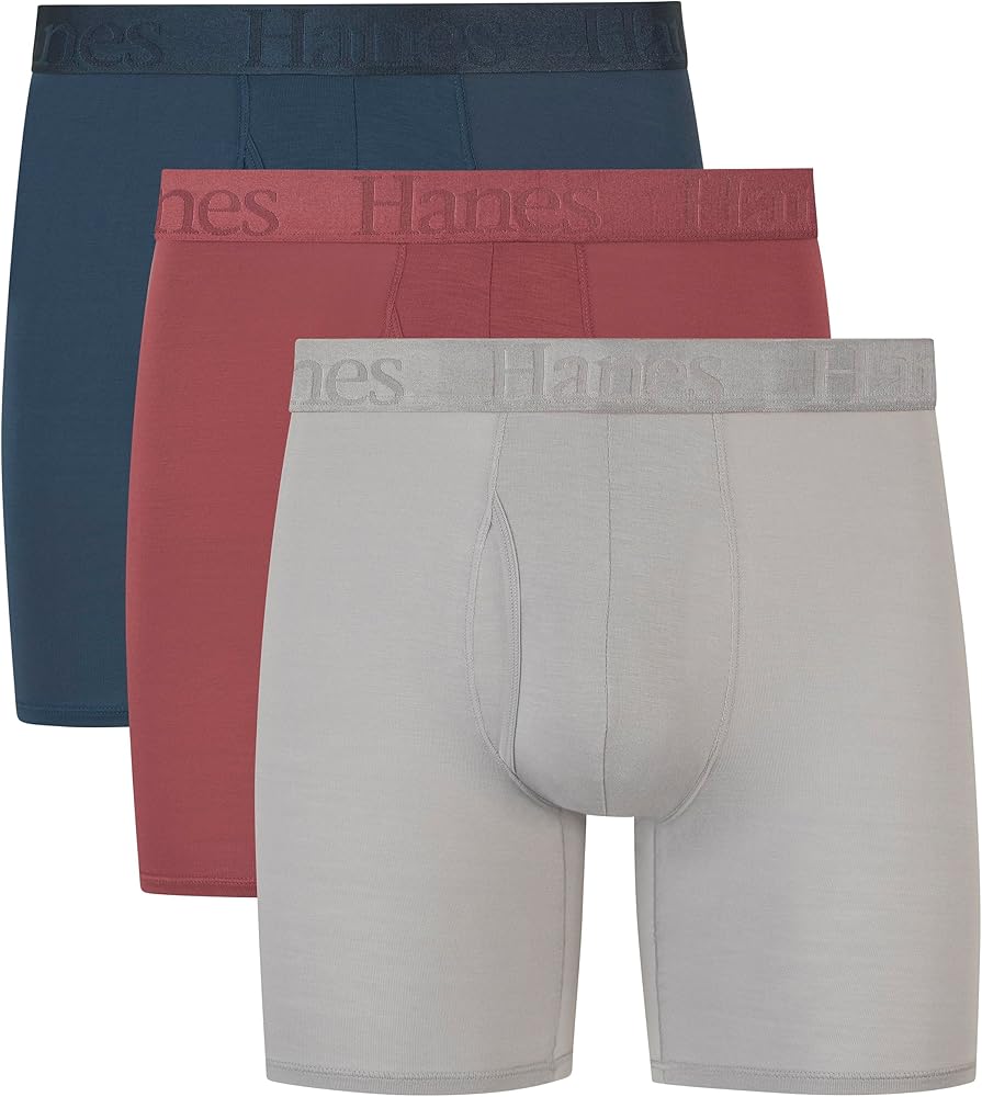 Hanes Men’s Originals SuperSoft Boxer Briefs & Trucks, SuperSoft Viscose from Bamboo Underwear, 3-Pack