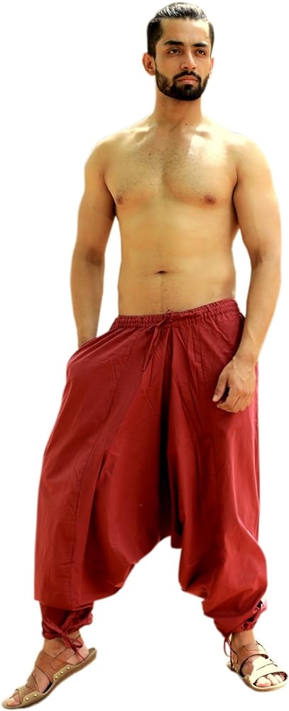 SARJANA HANDICRAFTS Men's Cotton Solid Harem Pants Yoga Trousers Hippie