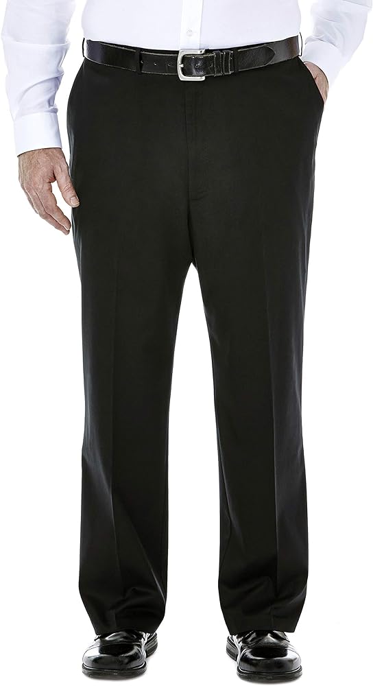 Haggar Men's Premium No Iron Khaki Classic Fit Expandable Waist Flat Front Pant (Regular and Big & Tall Sizes)