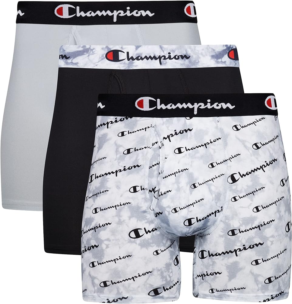 Champion Men's Underwear Boxer Briefs, Total Support Pouch, Assorted 3-pack