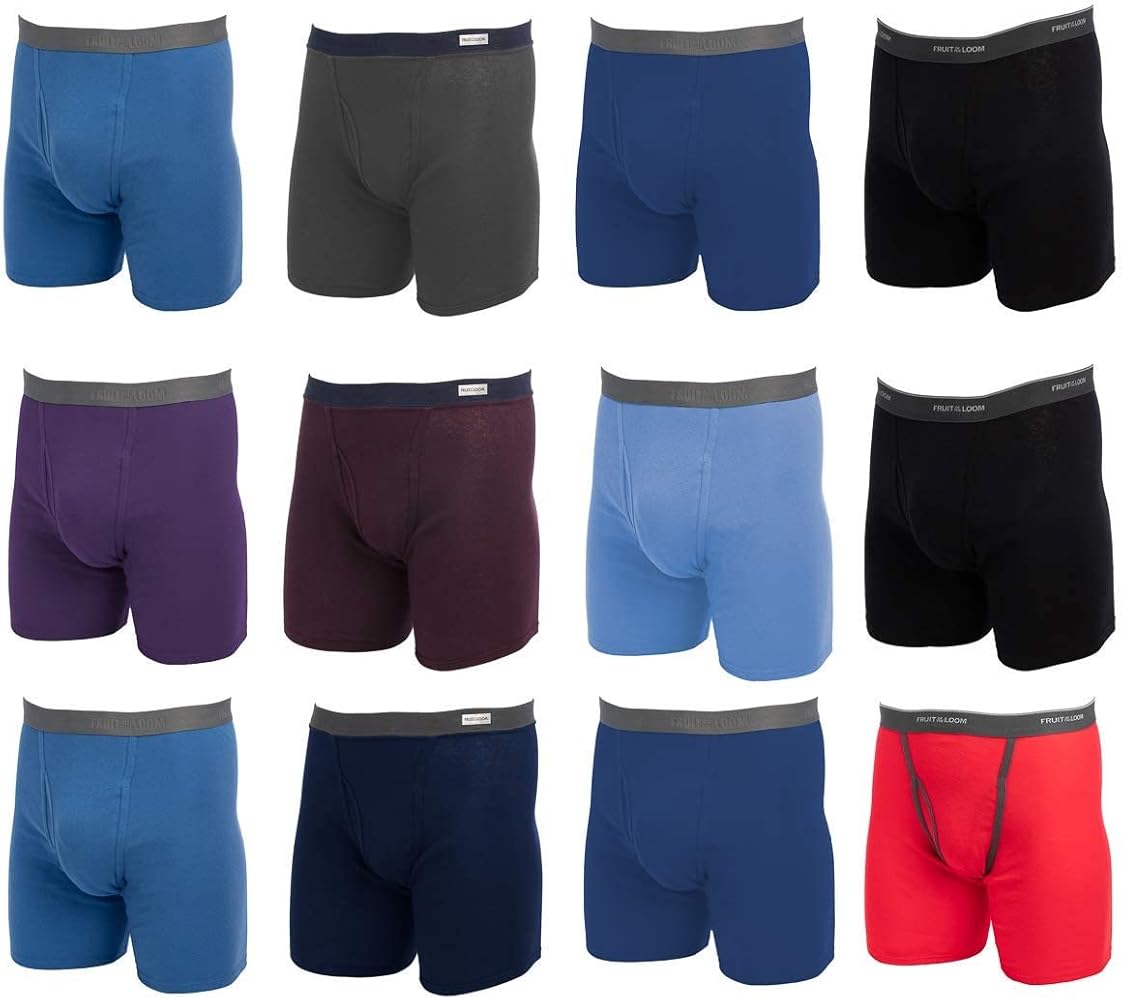 Fruit of the Loom Men's Cotton Performance Boxer Briefs (12 Pack)