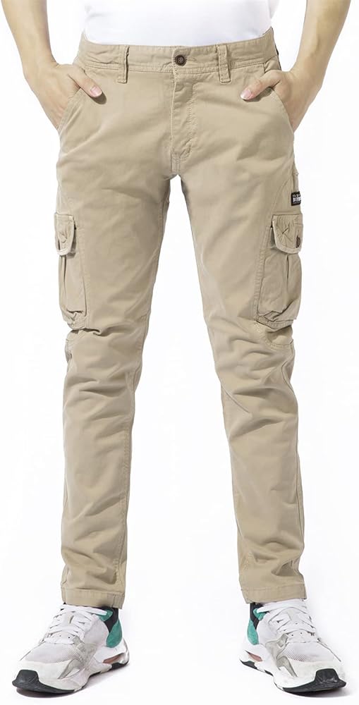 Mens Cargo Pants with Pocket Tapered Stretch Twill Cotton Slim Fit Work Camo Jogger Pants for Men