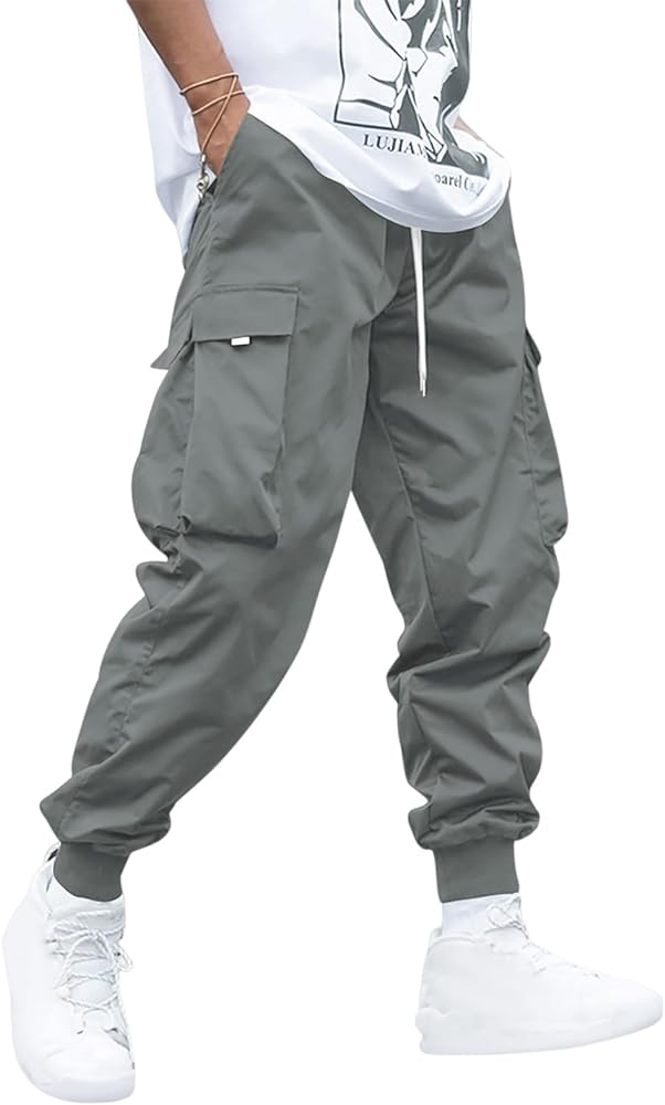 ZAFUL Men's Drawstring Techwear Cargo Pants with Flap Pockets - Athletic and Elastic Joggers, Casual Trousers and Sweatpants