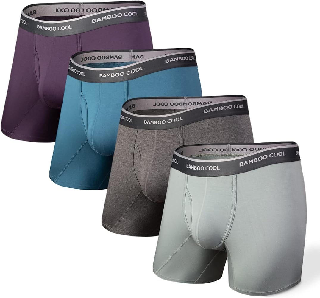 BAMBOO COOL Men's Underwear Boxer Briefs Soft Breathable Underwear (4 or 7 Pack)