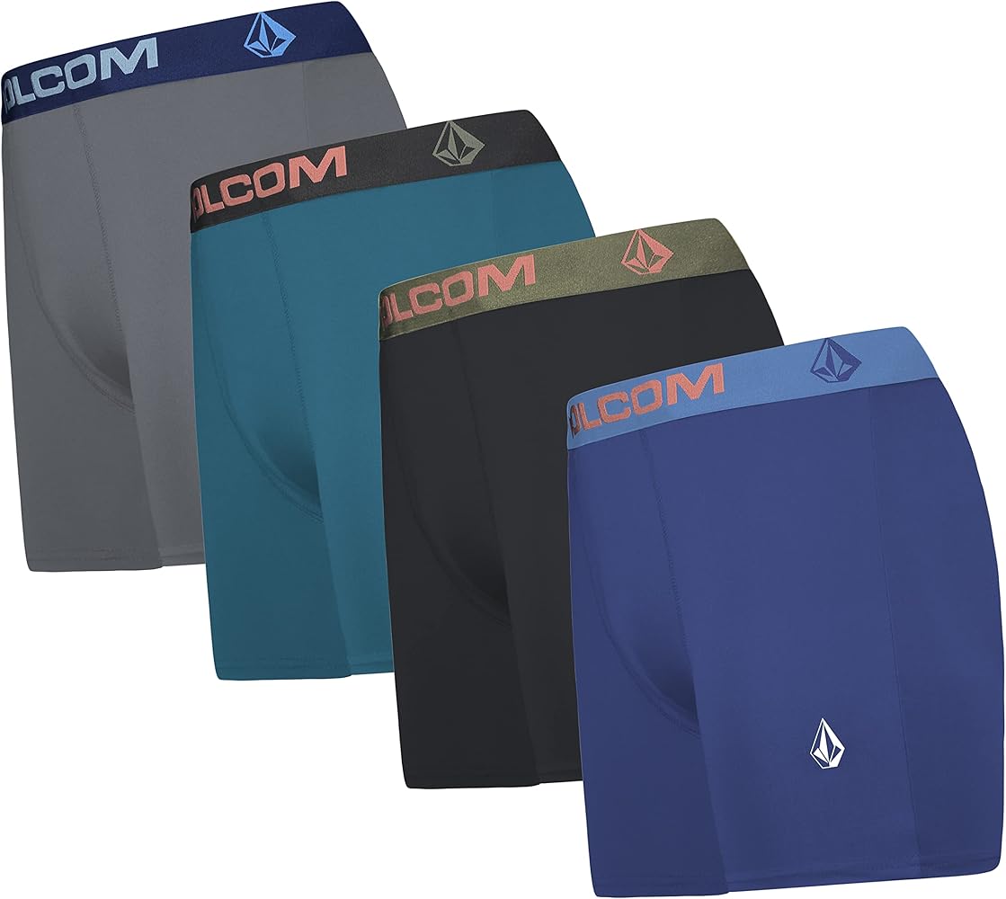 Volcom Mens Boxer Briefs 4 Pack Poly Spandex Performance Boxer Briefs Underwear