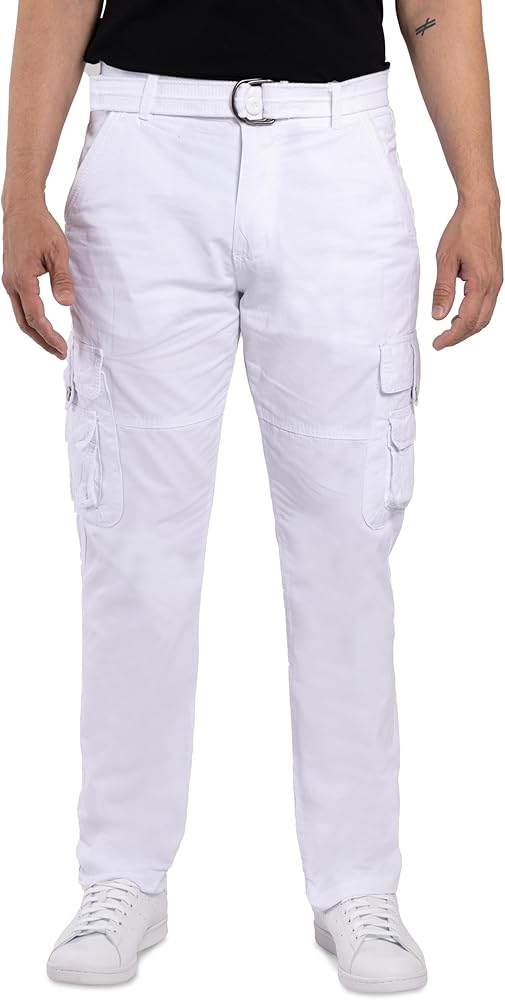 X RAY Mens Cargo Pants, Soft Cotton W/Deep Pockets & Belt Cargo Pants for Men Work and Travel