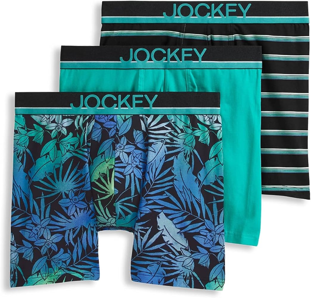 Jockey Men's Underwear Casual Cotton Stretch 6" Boxer Brief - 3 Pack