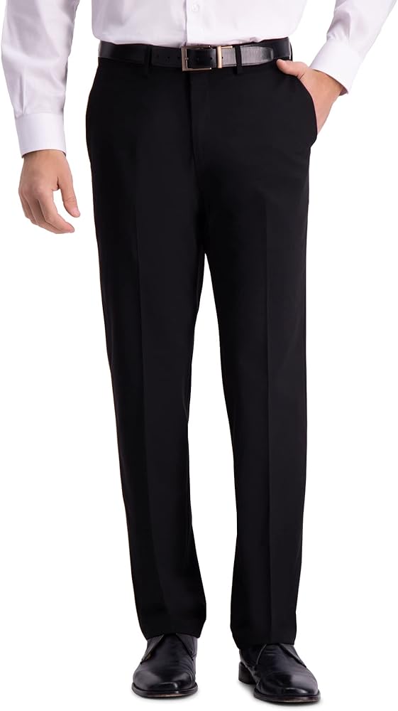 Haggar Men's Premium Straight Fit 4-Way Stretch Expandable Waistband Dress Pant