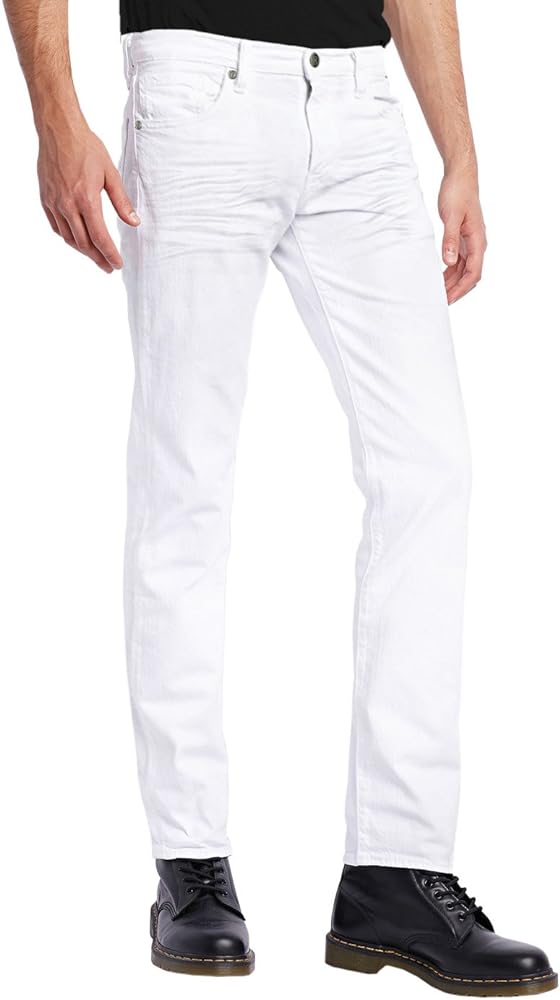 ETHANOL Mens Comfy Stretch Slim Fit Straight Casual Pants with 5 Pockets Design Pants