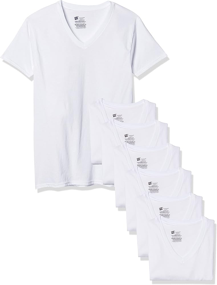 Hanes Mens Tagless Cotton V-Neck Undershirt, Multipack