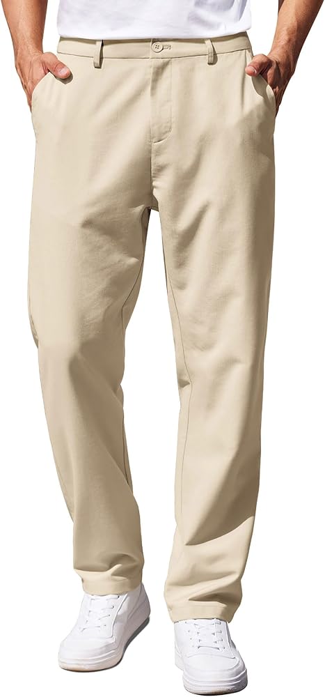 COOFANDY Men's Casual Pants Classic Fit Straight Legs Flat Front Twill Pants