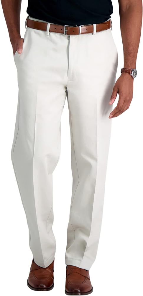 HAGGAR Mens Work to Weekend Hidden Expandable Waist Classic Fit Flat Front Pant