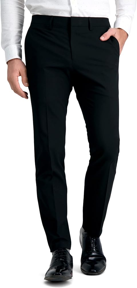 HAGGAR Mens 4 Way Stretch Ultra Slim Flat Front Dress Pant