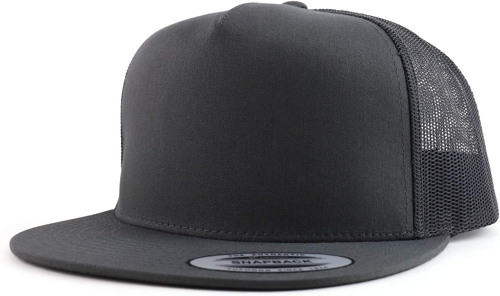 Trendy Apparel Shop Flexfit Oversize XXL Structured Blank 5 Panel Flatbill Snapback Mesh Cap