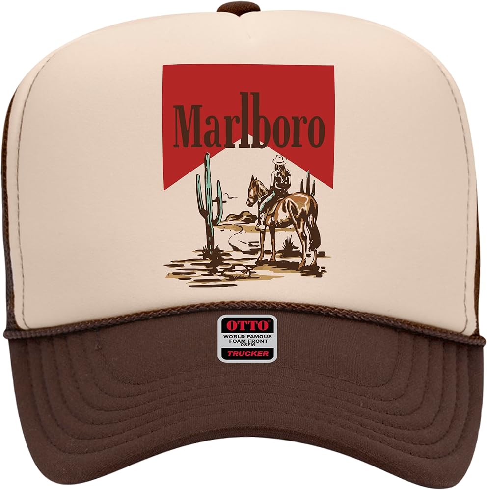 The Wild West Marl Boro Trucker Hat - Premium Snapback for Men and Women - Cowboy Racing Vintage Trendy Beer