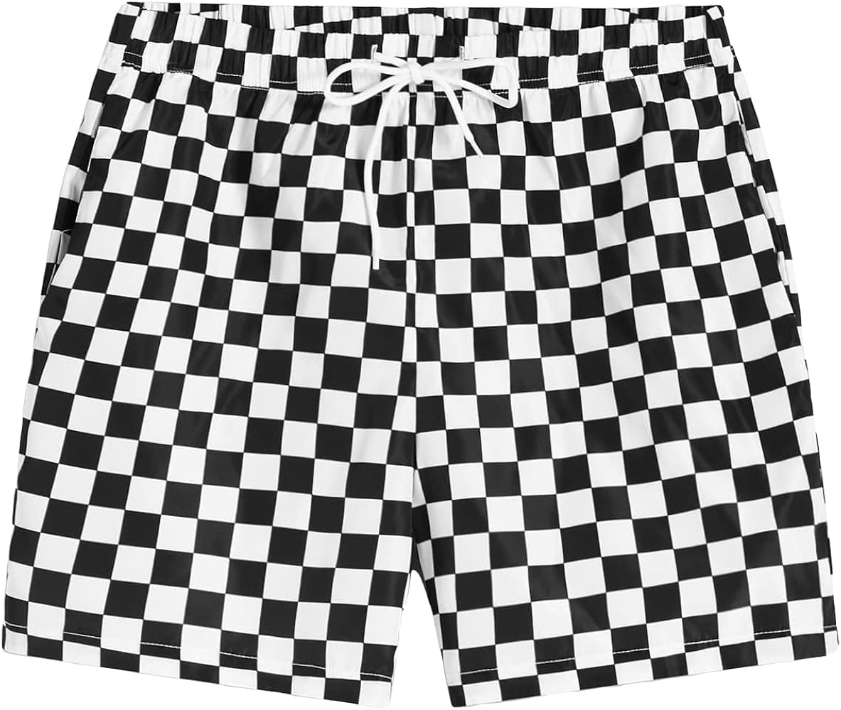 WDIRARA Men's Graphic Print Colorblock Drawstring Waist Active Pocket Shorts