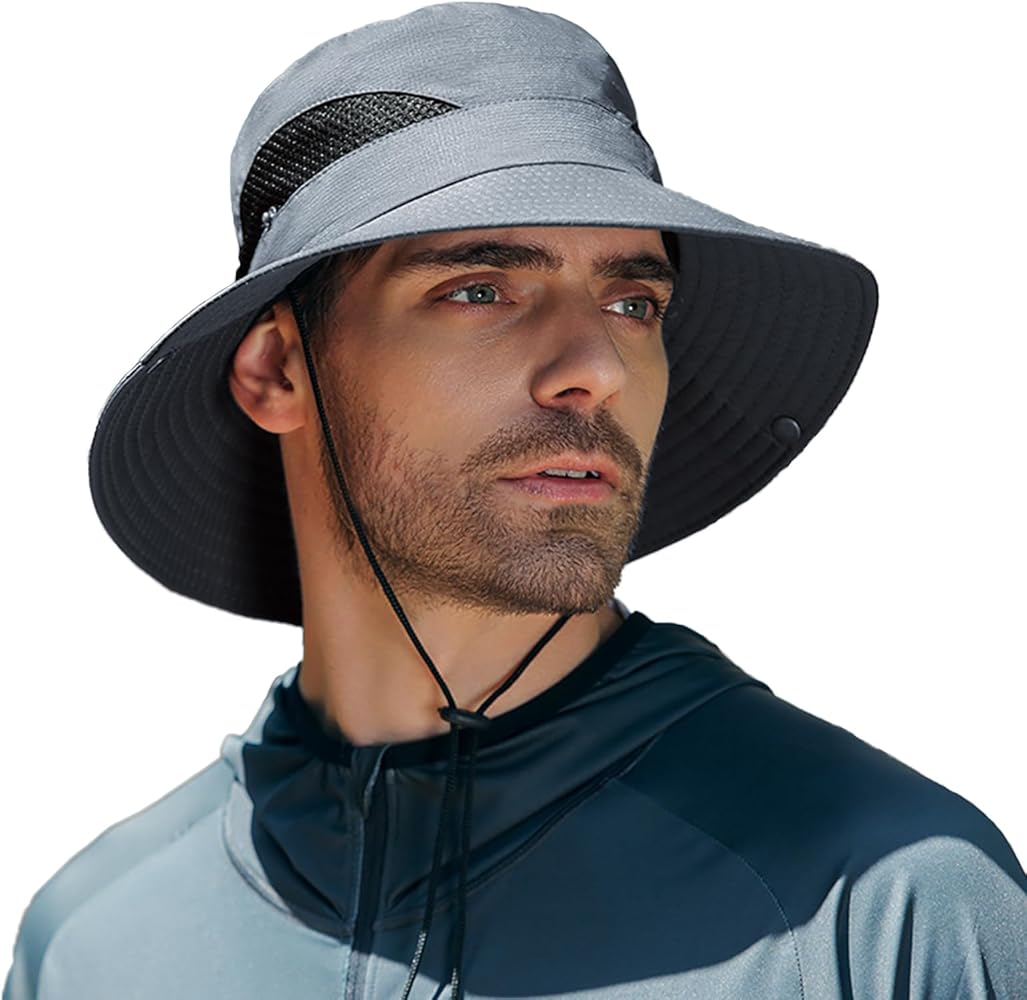 Wide Brim Hats for Men Sun Hats with UV Protection Waterproof Bucket Boonie Hat for Beach Hiking Gardening Fishing