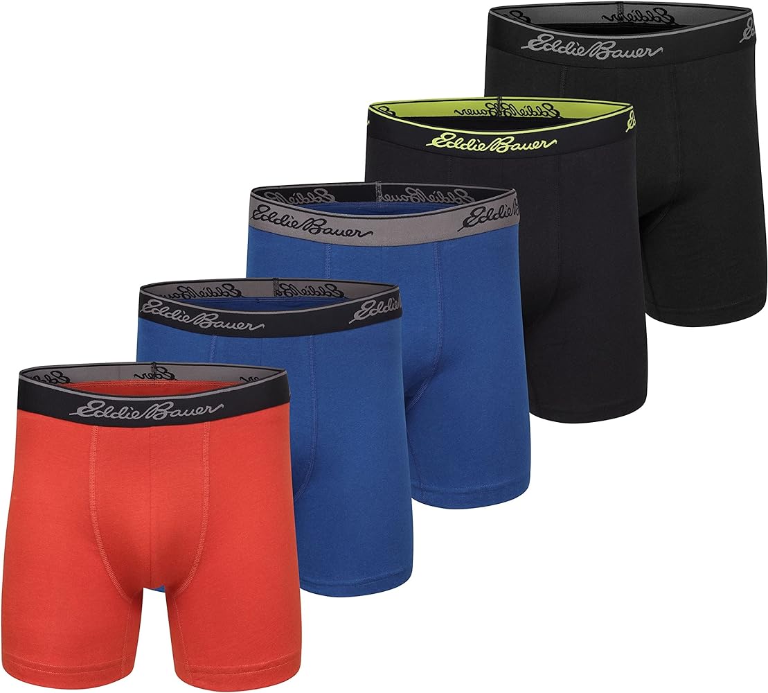 Eddie Bauer Men's 5" No Fly Pouch Premium Value Cotton Boxer Briefs Underwear (5 Pack)