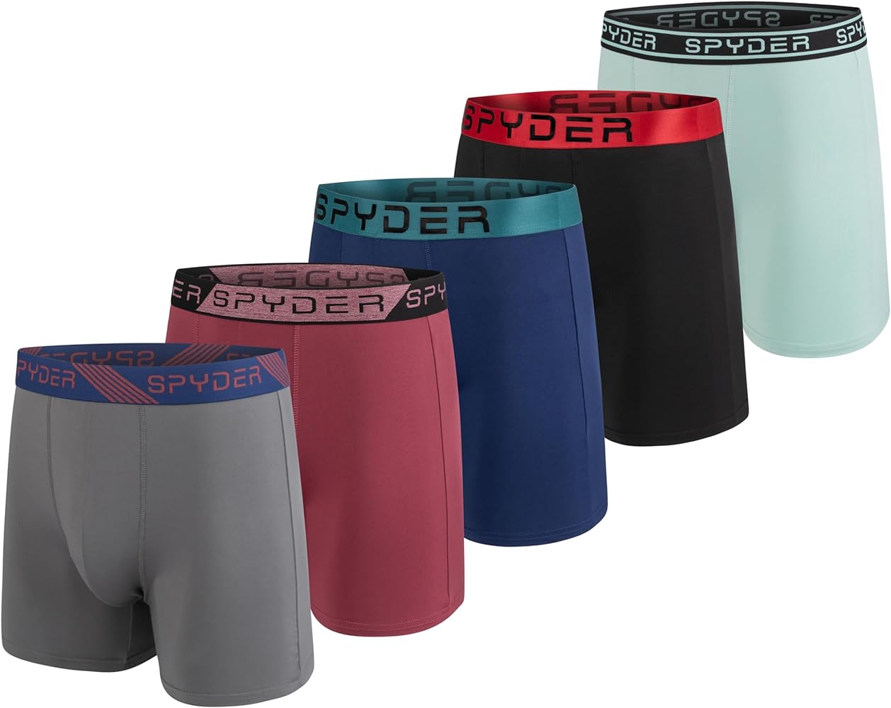 Spyder Mens Boxer Briefs 5 Pack Poly Spandex Performance Boxer Briefs Underwear