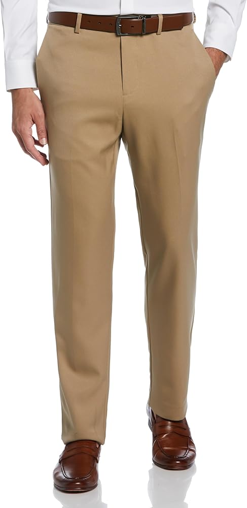 Perry Ellis Portfolio Modern Fit Twill Men's Dress Pants, Flat Front, Stretch Fabric, Soft and Durable, Straight Leg