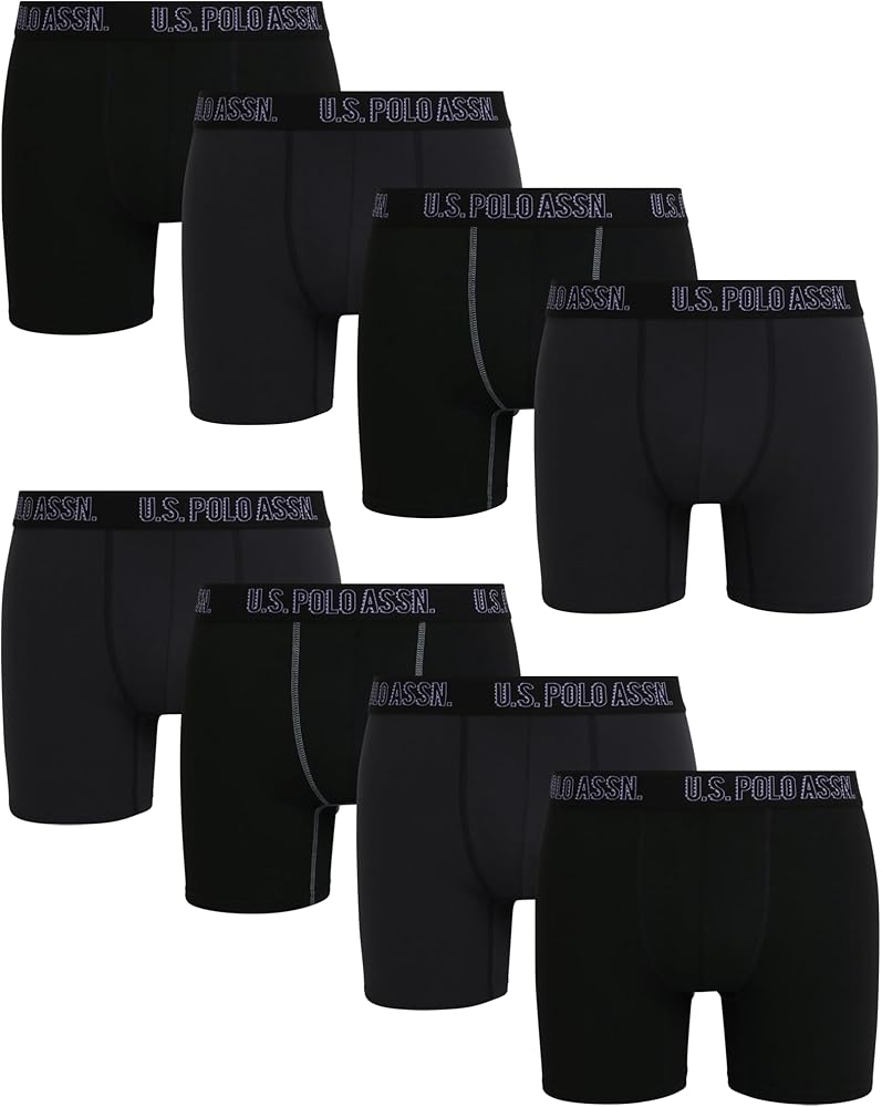 U.S. Polo Assn. Men's Underwear - 8 Pack Ultra Soft Boxer Briefs with Comfort Pouch (S-XL)